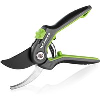 Secateur de Jardin Professionnel 210mm WORKPRO, avec Lame SK5, Plage de CoupeØ19mm, Ciseaux Jardinage pour Branche, Fleur et Fruits, Broussailles,