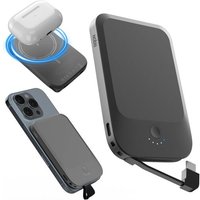 Jgd-Batterie Externe Power Bank 5000mah 22,5w Charge Rapide Usb-C Avec Câble Intégré Et Charge Sans Fil 15w, Compatible Avec Phone 17/16 S25 Ultra