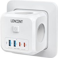 JGD-Murale Prise Multiple Secteur USB Multiprise Murale, 7 en 1 Multiprise Cube Chargeur USB avec 3 Sorties AC 4000W, 2 Type C et 2 Ports USB, avec