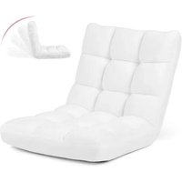 Chaise De Sol Costway Paresseux - Dossier Réglable À 14 Angles 90°-180° Tatami Fauteuil Pour Lecture, Méditation Blanc