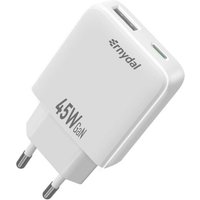 JGD-Chargeur USB-C Plat 45W - 2 Ports - PD 3.0 & QC 4.0 GaN