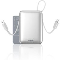 JGD-Travel Essentials Chargeur portable 20 000 mAh avec câbles intégrés et écran LED, compatible avec iPhone, iPad, Samsung Pixel, blanc