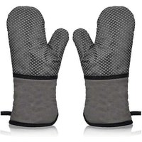 1 Paire De Gants De Cuisine Résistants À La Chaleur, En Silicone Antidérapant Et Coton.