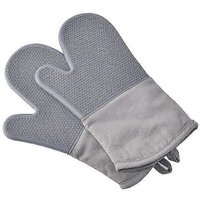1 Paire De Gants De Cuisine En Silicone Résistant À La Chaleur, Pour La Cuisson, Le Barbecue Et Le Four - Gris