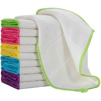 Lot De 10 Torchons En Bambou Pour La Vaisselle, Lavables Et Absorbants En Machine, Couleurs Aléatoires