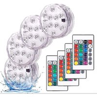 Ensemble De 4 Lampes Led Multicolores Rgb Submersibles Et Étanches Pour Éclairage Paysager Avec Télécommandes