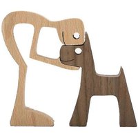 Statue En Bois Représentant Une Famille De Chiens Et De Chats, Avec Des Chiots. Figurines De Chiens En Bois Pour La Maison Et L'intérieur. Artisanat
