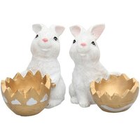 Lot de 2 figurines de lapins en résine, décorations de printemps et de Pâques, adorables statues d'animaux pour jardin et accessoires de
