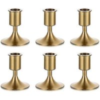 Porte-Bougies Dorés Pour Bougies Coniques, Lot De 6, Supports Décoratifs En Métal Pour Bougies Coniques, Idéal Pour Noël.