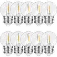 JGD-Lot de 10 ampoules LED de rechange pour guirlande lumineuse d'extérieur, 1 W E27 ES G45 pour fête, jardin, plastique, blanc chaud 2700 K