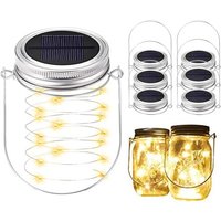 JGD-Lot de 6 guirlandes lumineuses solaires à suspendre 20 LED étanches pour jardin, cour, mariage, fête, bar, Noël (6 crochets inclus), multicolore