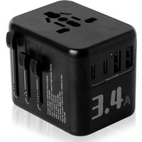 JGD-Adaptateur prise anglaise compact et léger ¿ Adaptateur prise universelle de voyage avec une sécurité renforcée pour appareils avec ports USB¿