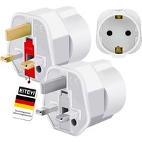 JGD-Adaptateur Prise Anglaise Voyage, 2 Pièces Adaptateur de Voyage France/Europe vers UK, Adaptateur de Prise pour