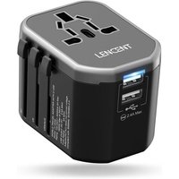 JGD-Adaptateur Voyage Universel avec 2 USB pour Anglaise Americaine Australie Chine International vers USA UK AUS, Prise Mondial Prise Universelle