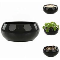 Pot De Fleurs Cache-Pot Céramique Coupe Noir Ø 25,5 Cm Coupe Décorative Glamour, Pot Pour Plantes Succulentes Bougeoir De Table