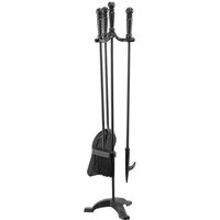 Ensemble d'Accessoires de Cheminée-Duoku-4 pièces-Comprenant un Support à Trois Branches-une Pelle à Cendres et Brosse-Noire