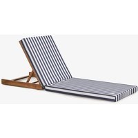 Chaise Longue Inclinable En Bois D'acacia Idaira Blanc - Bleu Marine Brun Acacia Foncé