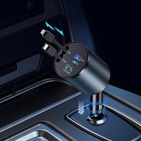 TRAHOO-Chargeur Voiture Rétractables,4 en 1 Allume Cigare USB C 60W avec Câbles Rétractables et 2 Ports de Charge,Chargeur Allume Cigare pour iPhone