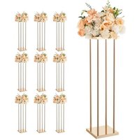 Lot De 10 Supports Pour Fleurs De Mariage-Duoku-Colonnes Cylindriques De 80 Cm Avec Panneau Métallique, Présentoir Floral Idéal