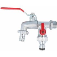 Robinet Double Sortie 2 Voies 1/2 Pouce en Laiton pour Jardin