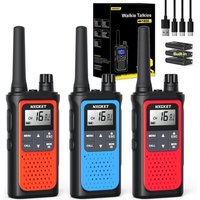 Talkie Walkie Longue Portée, Pmr446 Sans Licence Talkie-Walkie Professionnel,Rechargeable Avec Batterie Li-Ion Intégrées,16 Canaux Radio Avec Lampe