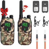 Pr-T3 Talkie Walkie, Rechargeable Takie-Walkie Longue Portée, 16 Canaux Avec Vox, Lampe Torche, Casque, Chargement Usb Pour Camping, Randonnée, 2