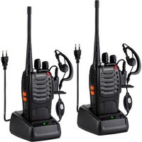 Walkie Talkie Bf-888S 1 Paire De 16 Canaux Rechargeables Communication Radio Professionnelle Avec Casque, Adapté À La Construction De Restaurants Et