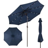 Parasol Inclinable 300 Cm Avec 24 Lumières Led Pour Jardin Et Terrasse Ambiance Cosy En Polyester Bleu Foncé Helloshop26 20_0013025