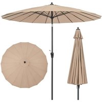 Parasol De Terrasse Rond De 265 X 250 Cm Avec Inclinaison Manivelle 18 Baleines Fibre De Verre En Polyester Marron Helloshop26 20_0013006
