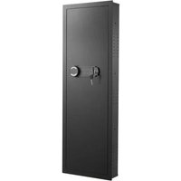 Coffre-fort Mural Encastrable-Duoku-Armoire Sécurisée pour Armes à Feu-4 Niveaux-Ouverture Par Code et Clé-avec Etagères Ajustables