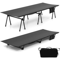 Lit De Camping Pliant 193 X 70 X 40,5 Cm Réglable En Hauteur Légère Et Robuste En Aluminium Noir Helloshop26 20_0012325