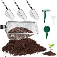 Nouvelhorizonstore-4pcs Tamis De Jardin En Acier Inoxydable, Tamis À Compost Avec Poignée Pelle Litiere Chat Pelle À Tamiser Avec Perforateur, Seeder