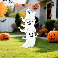 Nouvelhorizonstore-Signe De Jardin Fantôme D'halloween Décoration De Jardin Fantôme En Métal Avec Citrouille Pour Décorations De Fête D'horreur Patio
