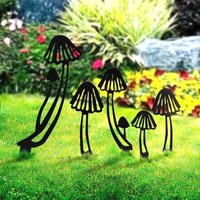 Nouvelhorizonstore-Lot De 5 Piquets Décoratifs En Forme De Champignon En Métal Pour Jardin, Statuette Ajourée, Ensembles Familiaux Pour Allée, Sol,