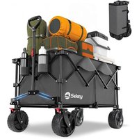 NouvelHorizonstore-XXL Plus Chariot de Jardin Pliable avec Freins 200L 150KG, Chariot de Transport Tout-Terrain avec Roues Extra Larges 17x10 cm,