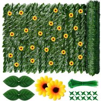 Nouvelhorizonstore-Clôture De Lierre Artificiel, 1 X 3 M, Rouleau De Haie De Pothos Luxuriante Avec Protection Uv, Gazon Artificiel Extensible Avec