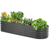 Nouvelhorizonstore-Jardinière 1190x595x420 Mm Lit De Jardin Surélevé Métal Galvanisé Bac De Plantation Ovale Fond Ouvert Pour Cultiver Fleur Herbes