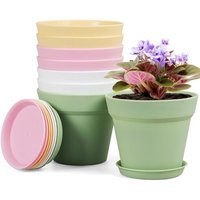 Nouvelhorizonstore-Lot De 8 Pots De Fleurs Avec Sous-Pot, 10 Cm, En Plastique Avec Plusieurs Trous De Drainage, Pot Hydroponique, Pot À Fleurs, Idéal