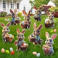 Nouvelhorizonstore-Lot De 8 Panneaux De Jardin De Pâques, Pâques Signes De Cour Décorations, Panneaux Publicitaires De Pâques, Pâques Exterieur