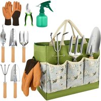 NouvelHorizonstore-Ensemble d'Outils de Jardinage, 9 Pièces Kit à Outils de Jardinage, Ensemble de Jardinages en Acier Inoxydable avec Poignée