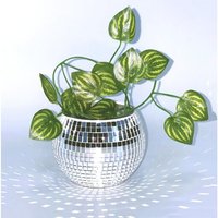 NouvelHorizonstore-Boule Disco Pot de Fleur,Boule a Facette Vase,Cache Pot Disco,Boule Facette Pot de Fleur,Bol Disco,Bougeoir Disco,Argenté Mosaique
