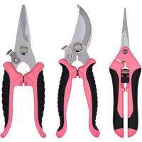 NouvelHorizonstore-Lot de 3 sécateurs de jardin professionnels en acier inoxydable pour roses, branches, haies, fruits, légumes, bonsaï, outils de