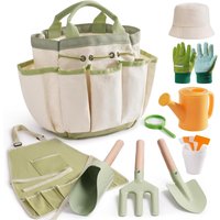 NouvelHorizonstore-Ensemble d'outils de jardinage 18 en 1 pour enfants avec arrosoir, gants, tablier et chapeaux, sac à outils de jardin et ensemble