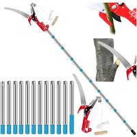 NouvelHorizonstore-Scie d'élagage manuelle, réglable en hauteur sur 5 m, 1 scie pour 2 utilisations, avec mallette de transport et 2 lames de scie,