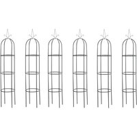 Lot De 6 Treillis De Jardin En Métal Laqué Noir 190 × Ø 38 Cm Stables Et Faciles À Planter 10_0008915