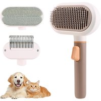 Jgd-Brosse Auto-Nettoyante 3 En 1 Chien Chat Enlève Sous-Poil Démêlage Sécuritaire Douce, Sûr Et Doux Pour La Peau Des Animaux, Enlèvement Facile Des