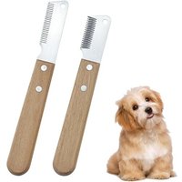 Jgd-Lot De 2 Couteau À Trimmer Chien, Peigne De Rasage Pour Animaux De Compagnie, Peigne À Manche En Bois Pour Chien, Outils De Toilettage