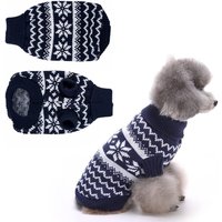 Jgd-Pull De Noël Pour Chien, Chandail Et Déguisement D'hiver Pour Animaux De Compagnie En Laine, Vêtements Chauds (S-Bleu)