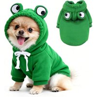 Jgd-Manteau Chien Sweat À Capuche Déguisements Chien Grenouille Vetement Chién Polaire Manteau Chién Hiver Sweatshirt Pour Moyens Et Petits Chiens De