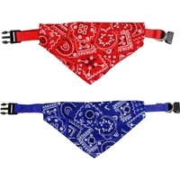 Jgd-Lot De 2 Bandana Chien, Foulards Triangle Bavoirs Réglables, Serviettes Triangle Pour Animaux De Compagnie, Pour Chiots Et Chatons (Rouge + Bleu)